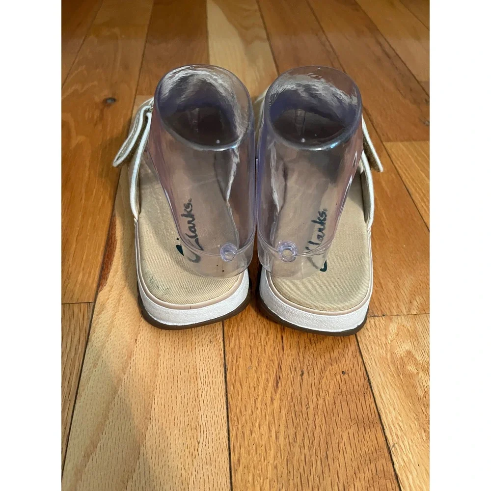 Clarks Tan Fabric Women's Slide Sandals‎ Size 9
